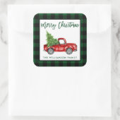 Sticker Carré Brosse Script Camion Noël Vert Plaid L (Sac)