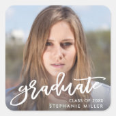 Sticker Carré Brosse tendance Script photo Graduate Graduate Gra (Devant)