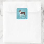 Sticker Carré Brown Boston Terrier Conception d'anniversaire (Sac)