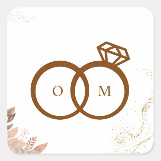 Sticker Carré BROWN mariage (Devant)