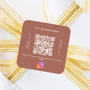 Sticker Carré Brown nom commercial qr code instagram
