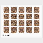 Sticker Carré Brown pheasant feather kaleidoscope (Feuille)