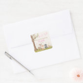 Sticker Carré Brown rose C'est un Baby shower de fille (Enveloppe)