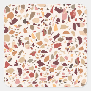 Sticker Carré Brown terrazzo : vintage, motif à la mode.
