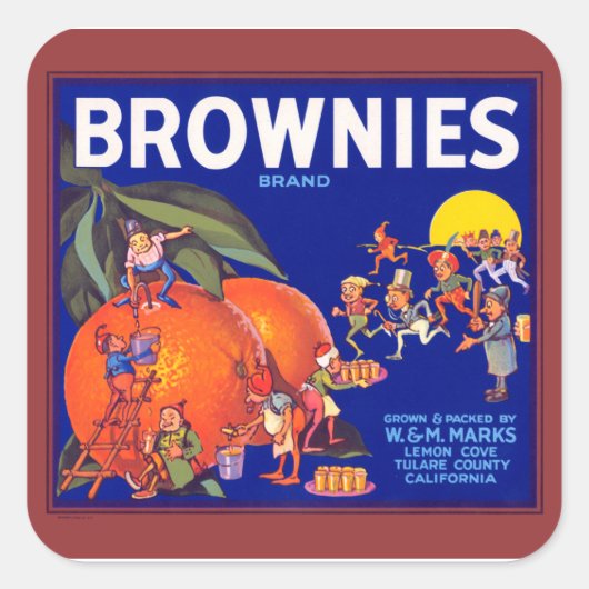 Sticker Carré Brownies Marque California Oranges (Devant)