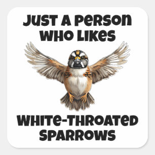 Sticker Carré Bruant à gorge blanche avec ailes ouvertes