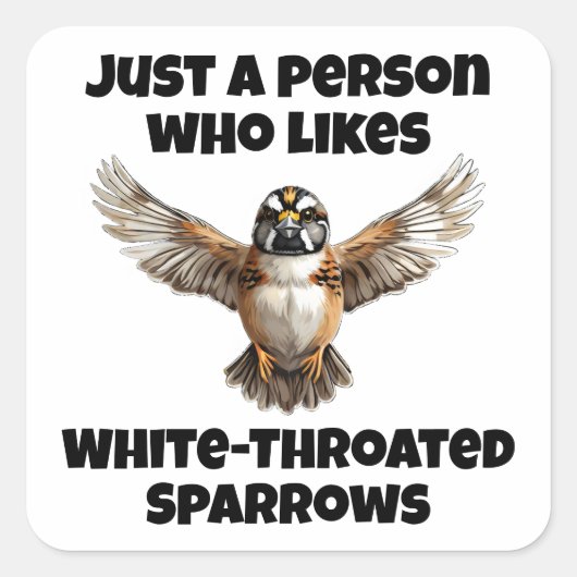 Sticker Carré Bruant à gorge blanche avec ailes ouvertes (Devant)