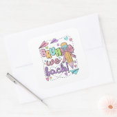 Sticker Carré Bruh We Back Funny Back to School Kindergarten (Enveloppe)