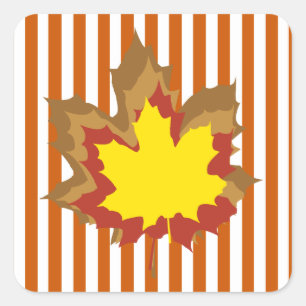 Sticker Carré Brûler les rayures automnales avec Feuilles
