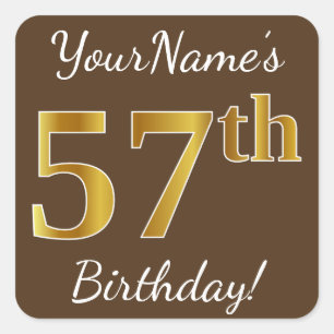 Sticker Carré Brun, anniversaire d'or de Faux cinquante-septième