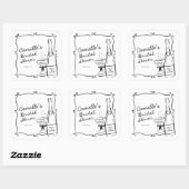 Sticker Carré Brunch au Champagne et Réception de Mariée à bulle (Feuille)