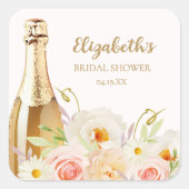 Sticker Carré Brunch & Bubbly Floral Baby Shower Mariage (Devant)