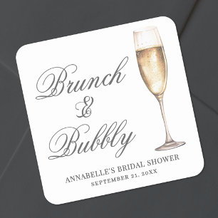 Sticker Carré Brunch Et Bubbly Enterrement De Vie De Jeune Fille