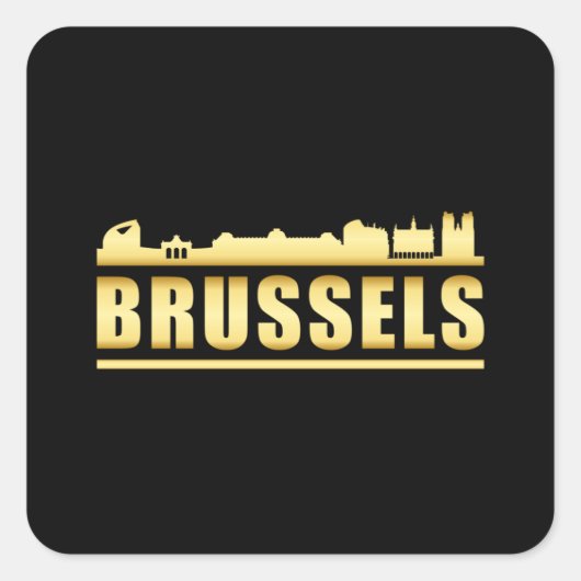 Sticker Carré Brussels Belgium City Skyline Cityscape Funny Cade (Devant)