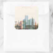 Sticker Carré Bruxelles, Belgique | Ville Skyline (Sac)