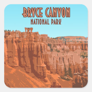 Sticker Carré Bryce Canyon National Park Utah Vintage