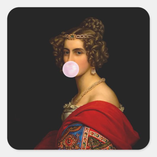 Sticker Carré Bubble gomme Diva beauté bavaroise (Devant)