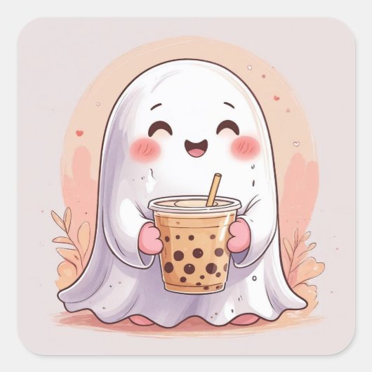 Sticker Carré Bubble Tea Ghost (Devant)