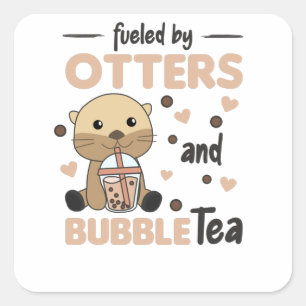 Sticker Carré Bubble Thé Otter Chocolat Sweet Animaux Boba