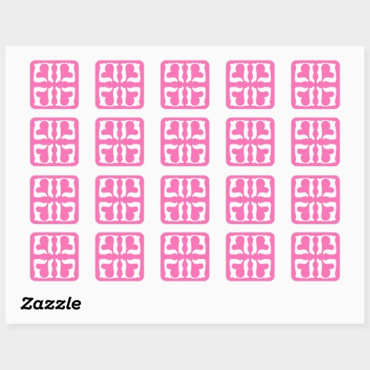 Sticker Carré Bubblegum Coeurs rose et blanc (Feuille)