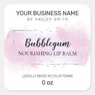 Sticker Carré Bubblegum Flavum Purple Et Silver Lip Balm