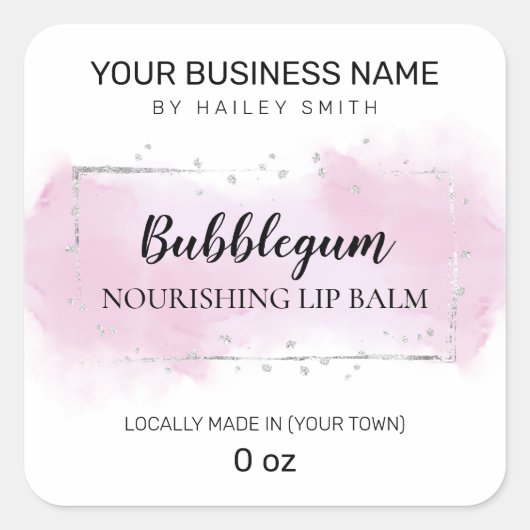 Sticker Carré Bubblegum Flavum Purple Et Silver Lip Balm (Devant)