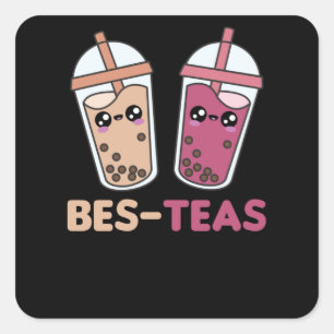 Sticker Carré Buble Tea Best Friends Party Partner Boba