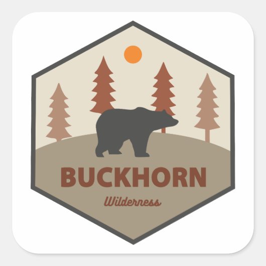 Sticker Carré Buckhorn Wilderness Washington Bear (Devant)