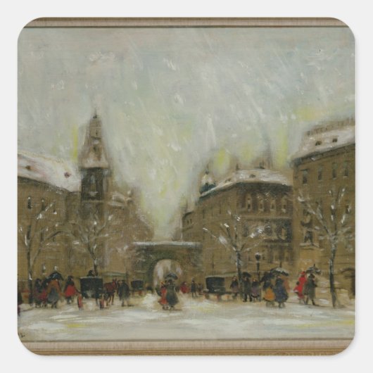 Sticker Carré Budapest dans la neige (Devant)