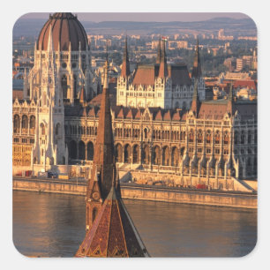 Sticker Carré Budapest, Hongrie, Danube, Parlement