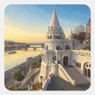 Sticker Carré Budapest Hongrie Pêcheur du Bastion Voyage