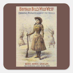 Sticker Carré Buffalo Bill's Wild West Show avec Annie Oakley