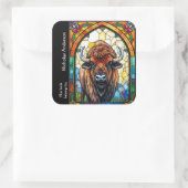 Sticker Carré Buffalo Bison Animal Nature art Custom Boite (Sac)