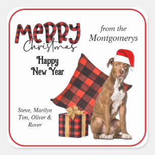Sticker Carré Buffalo Plaid Brown Pit Bull