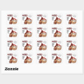 Sticker Carré Buffalo Plaid Corgi Puppy Noël (Feuille)
