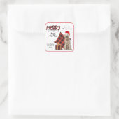 Sticker Carré Buffalo Plaid Golden Retriever Noël (Sac)