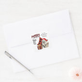 Sticker Carré Buffalo Plaid Great Pyrenees Puppet Holiday (Enveloppe)