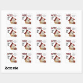 Sticker Carré Buffalo Plaid Samoyed Puppy Christmas (Feuille)