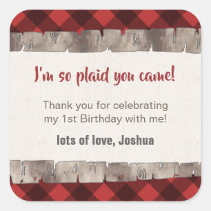 Sticker Carré Buffalo Plaid Tree Trunk Merci rustique