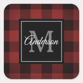 Sticker Carré Buffalo rouge abattu | Initiale personnelle | Cade (Devant)