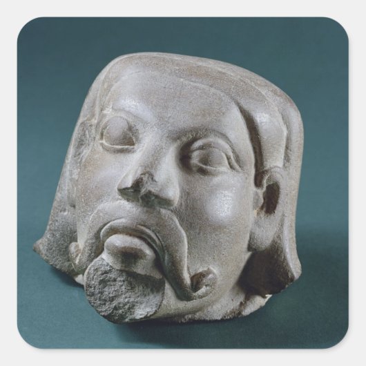 Sticker Carré Buffed sandstone head of a foreigner, Sarnath, 3rd (Devant)
