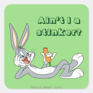 Sticker Carré BUGS BUNNY™ Allongé en train de manger une carotte