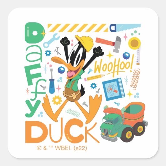 Sticker Carré BUGS BUNNY BUILDERS™| DAFFY DUCK™ Work Tools (Devant)