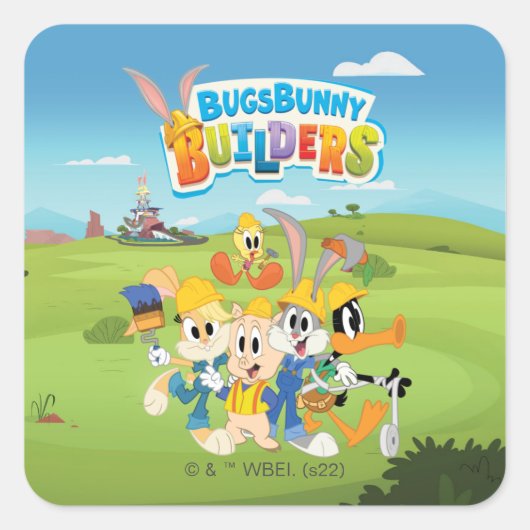Sticker Carré BUGS BUNNY BUILDERS™| The Looney Builders Group (Devant)