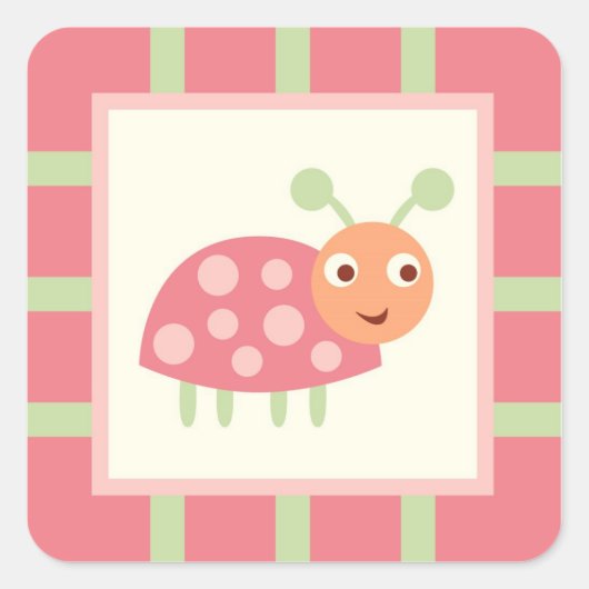 Sticker Carré Bugs mignons Pink Ladybug (Devant)
