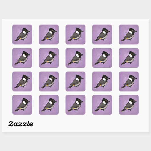 Sticker Carré Bulbul à oreilles blanches Birdorable (Feuille)