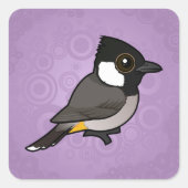 Sticker Carré Bulbul à oreilles blanches Birdorable (Devant)