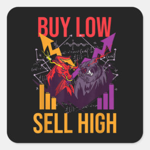 STICKER CARRÉ BULL MARKET ACHETER FAIBLE VENDRE HAUT MARCHÉ STOC