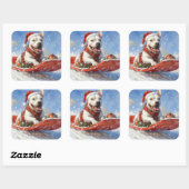 Sticker Carré Bull Terrier Chien dans la corniche laissez-le nei (Feuille)