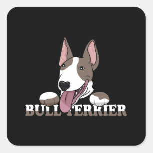Sticker Carré Bull Terrier Chiens Amoureux de les chiens Cool Dr
